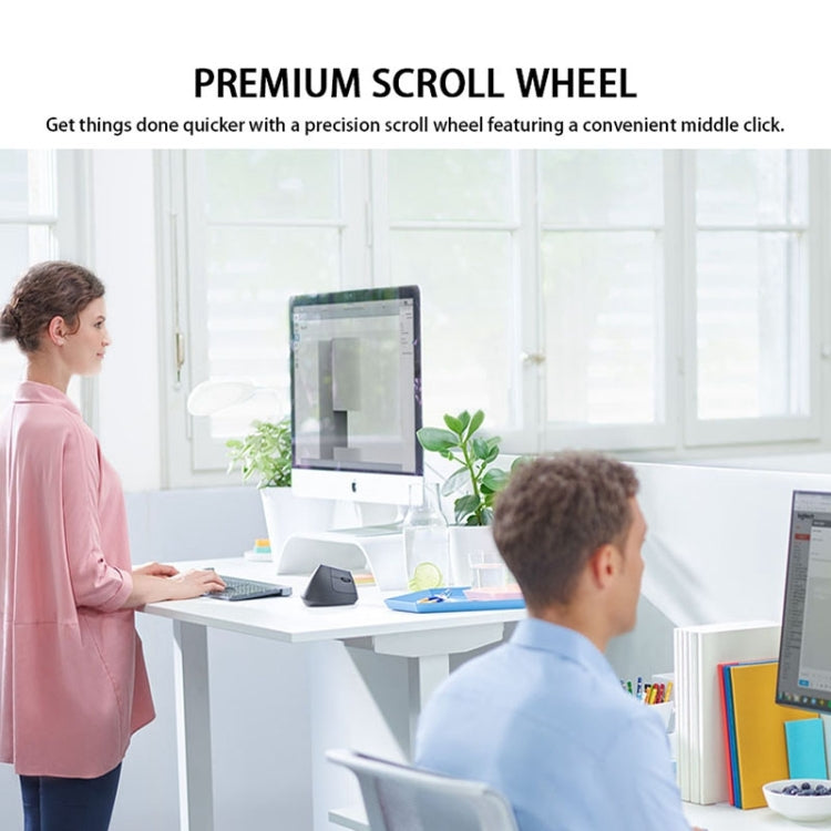 Logitech MX Vertical 4000DPI USB-C / Type-C + Unifying + Bluetooth Three-mode Ergonomic Wireless Vertical Optical Mouse (Black) by Logitech