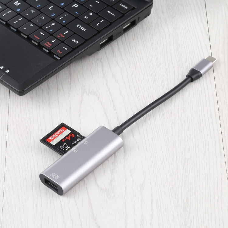 NK-3040 3 in 1 USB-C / Type-C Male to USB Female + SD / TF Card Slots Adapter SD / TF Card Reader by buy2fix