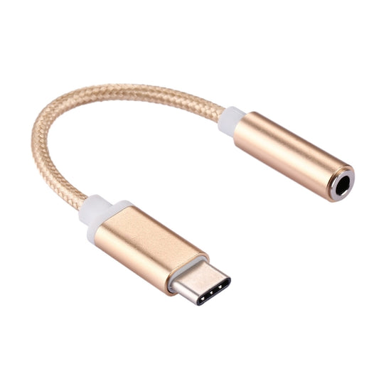 USB-C / Type-C Male to 3.5mm Female Weave Texture Audio Adapter, Length: about 10cm(Gold) by buy2fix