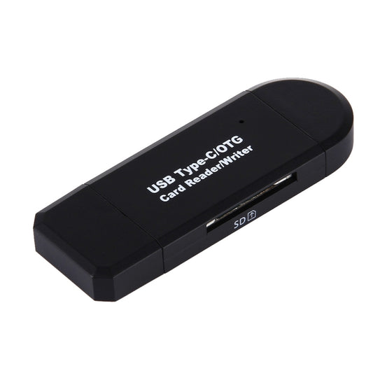 3 in 1 USB-C / Type-C 3.1 to USB 2.0 + Micro USB + SD(HC) + Micro SD Card Reader Adapter with OTG Function(Black) by buy2fix