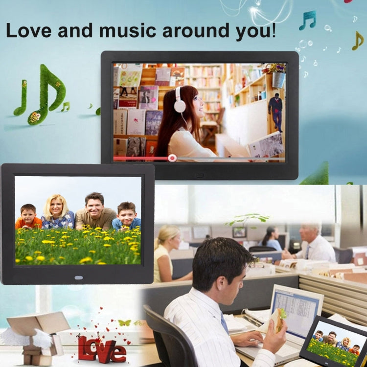 AC 100-240V 8 inch TFT Screen Digital Photo Frame with Holder & Remote Control, Support USB / SD Card Input (Black) by buy2fix
