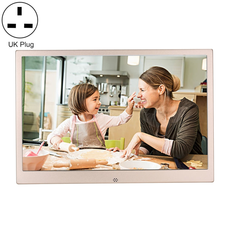 HSD1202 12.1 inch 1280x800 High Resolution Display Digital Photo Frame with Holder and Remote Control, Support SD / MMC / MS Card / USB Port, UK Plug(Gold) - 11-15 inch by buy2fix | Online Shopping UK | buy2fix