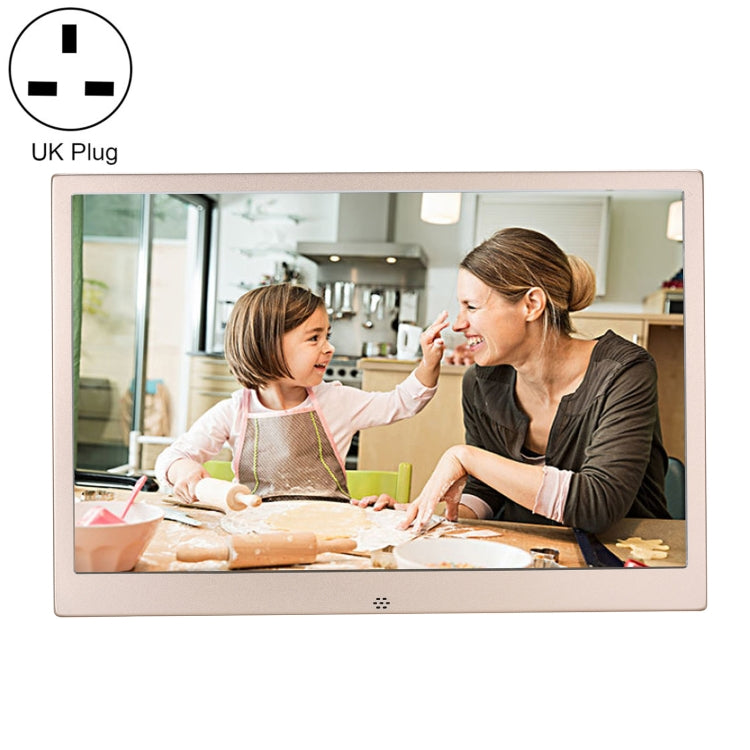 HSD1504 15.4 inch LED 1280x800 High Resolution Display Digital Photo Frame with Holder and Remote Control, Support SD / MMC / MS Card / USB Port, UK Plug(Gold) - 15 inch Above by buy2fix | Online Shopping UK | buy2fix