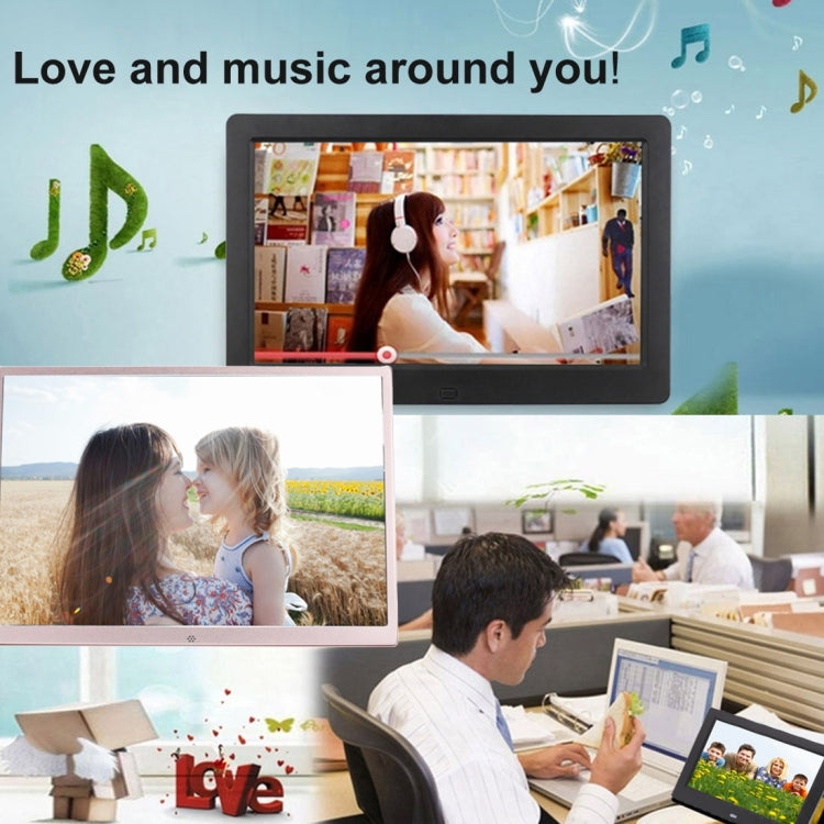 HSD1707 17 inch LED 1440X900 High Resolution Display Digital Photo Frame with Holder and Remote Control, Support SD / MMC / MS Card / USB Port, EU Plug(Gold) - 15 inch Above by buy2fix | Online Shopping UK | buy2fix