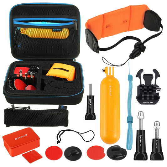 PULUZ 14 in 1 Surfing Accessories Combo Kits with EVA Case (Bobber Hand Grip + Floaty Sponge + Quick Release Buckle + Surf Board Mount + Floating Wrist Strap + Safety Tethers Strap + Storage Bag ) for GoPro, Insta360, DJI and Other Action Cameras by PULUZ