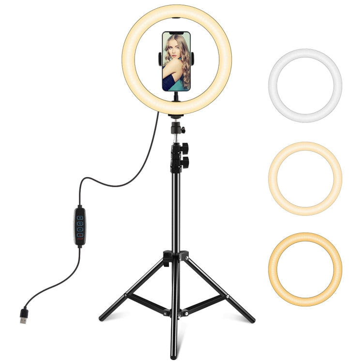 PULUZ 10.2 inch 26cm LED Ring Light + 1.1m Tripod Mount Vlogging Video Light Live Broadcast Kits - Ring Light by PULUZ | Online Shopping UK | buy2fix