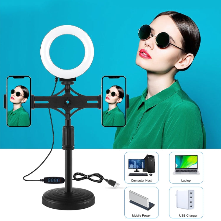 PULUZ 4.7 inch 12cm Ring Light Horizontal Dual Phone Brackets Desktop Holder Video Light Kits - Ring Light by PULUZ | Online Shopping UK | buy2fix