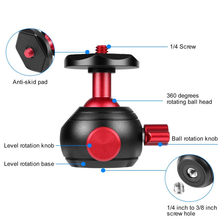 PULUZ Inlaid Wood Desktop Vlogging Live Tripod Holder with Ballhead (Red) - Tripods by PULUZ | Online Shopping UK | buy2fix