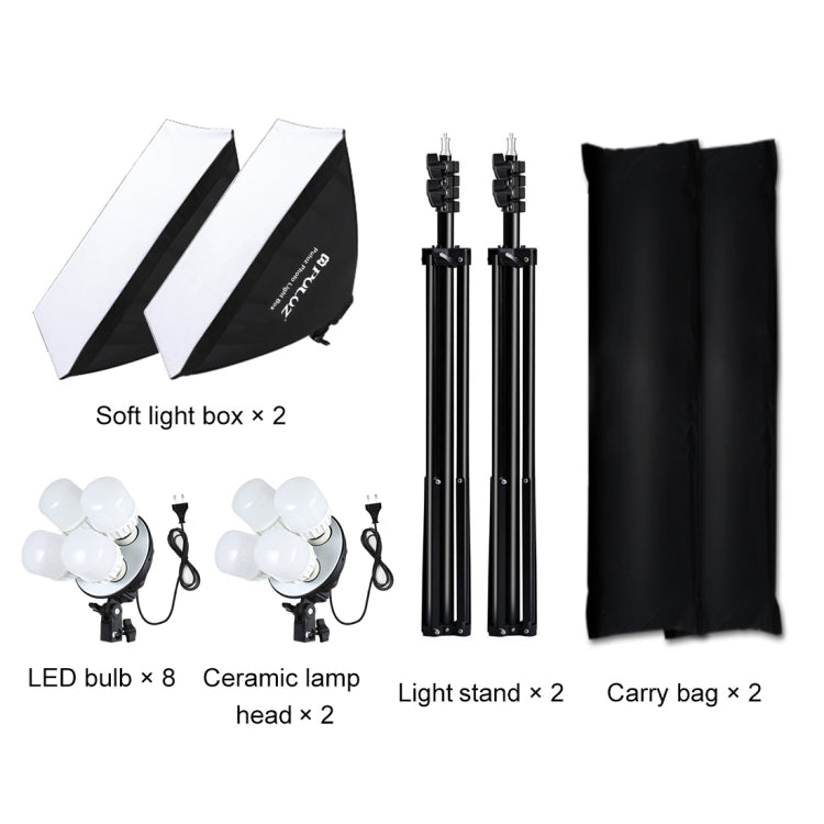 PULUZ Softbox Lighting Kit 2 PCS 50x70cm Professional Photo Studio Photography Light Equipment with 8 x E27 20W E27 Socket Bulb Photography Lighting Kit for Filming Portrait Shooting / Fashion Advertising Photography(EU Plug) by PULUZ