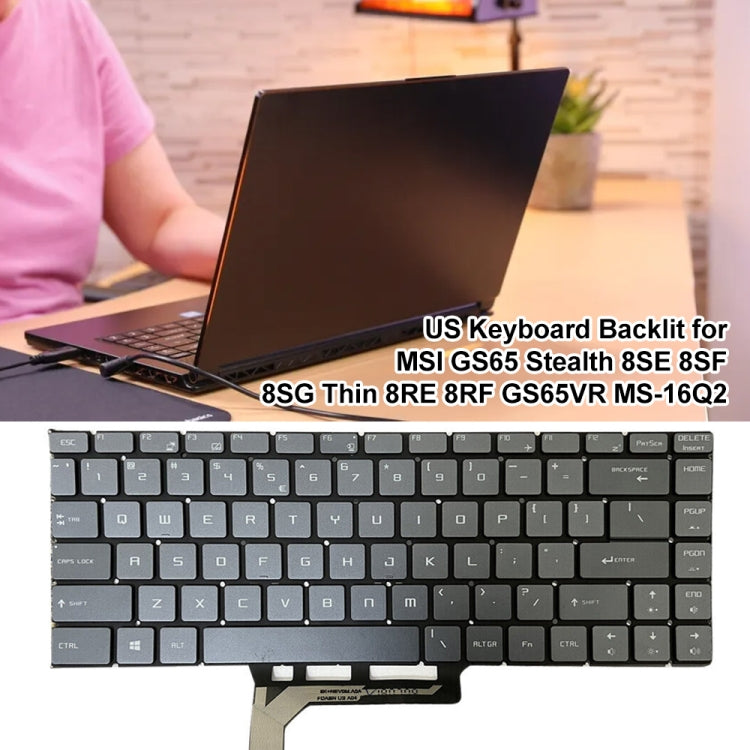 US Version Laptop Keyboard with Backlight for MSI GS65 / GS65VR / MS-16Q2 / Stealth 8SE /8SF / 8SG /Thin 8RE / Thin 8RF (Grey) by buy2fix