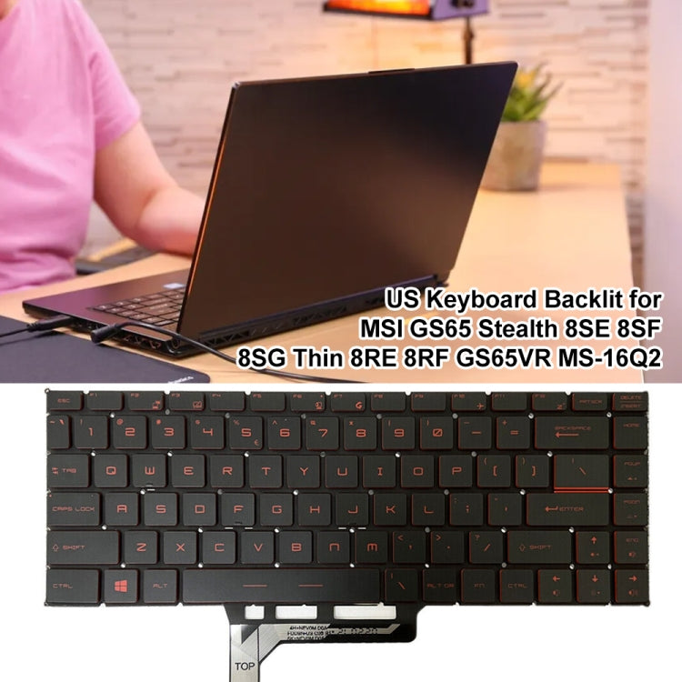 US Version Laptop Keyboard with Backlight for MSI GS65 / GS65VR / MS-16Q2 / Stealth 8SE /8SF / 8SG /Thin 8RE / Thin 8RF (Red) by buy2fix