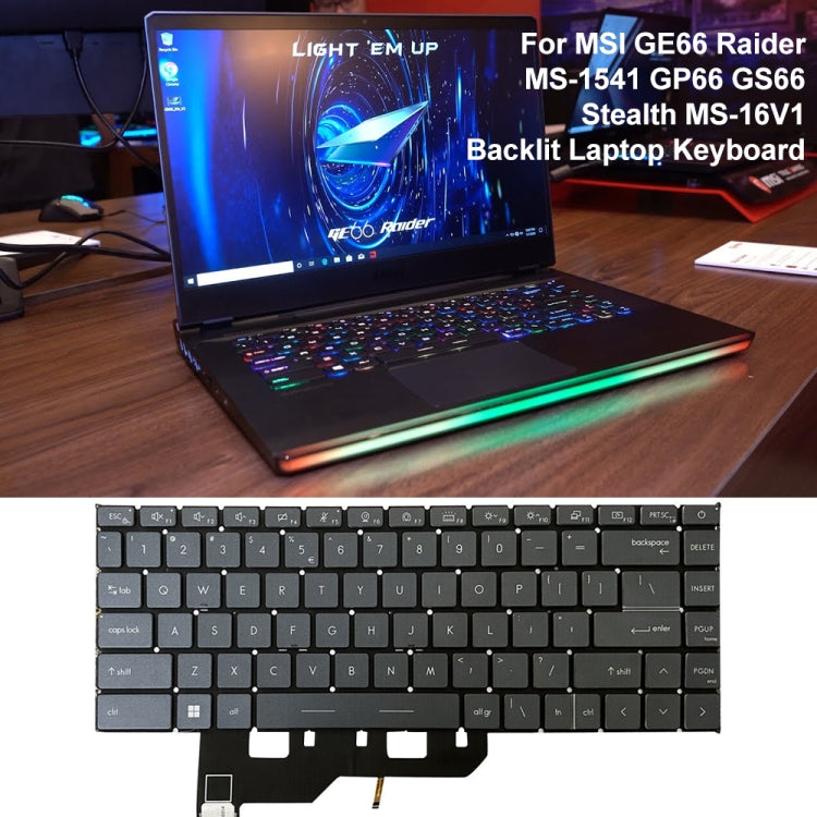 US Version Laptop Keyboard with Backlight for MSI GE66 Raider / MS-1541 / GP66 / MS-1542/1543 / GS66 / MS-16V1 / MS-16V2 / 10SD / 10SE (Grey) by buy2fix