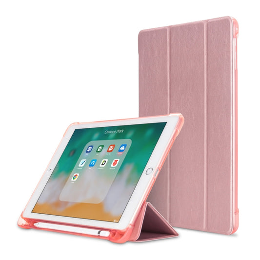 Litchi Texture Flip Leather Case for iPad 9.7(2017) / 9.7(2018)/ Air2 / Air, with Three-folding Holder & Pen Slots(Rose Gold) by buy2fix
