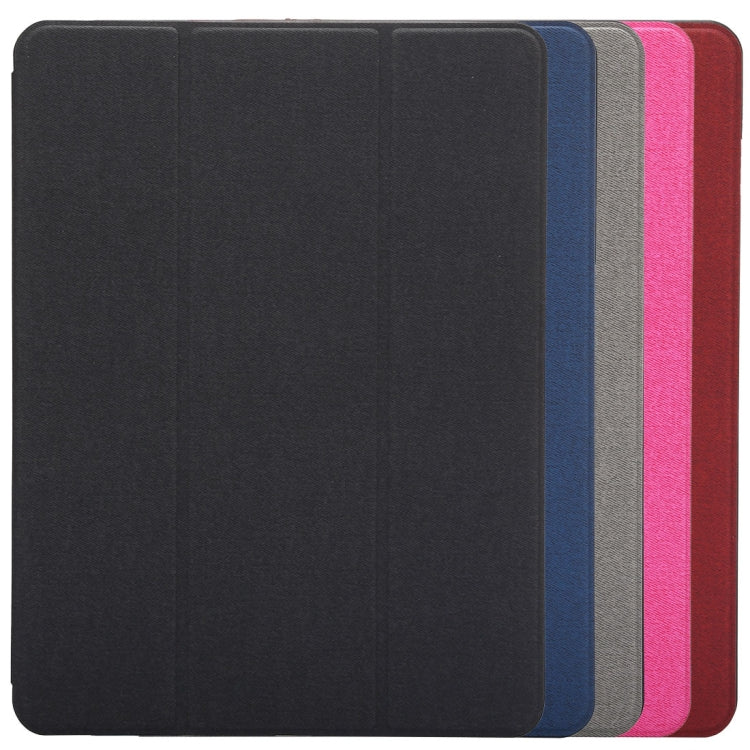 Cloth Texture Pattern Case for iPad 9.7 (2018) & iPad 9.7 inch (2017), with Three-folding Holder & Pen Slots(Red) - iPad 9.7 (2018) & (2017) Cases by buy2fix | Online Shopping UK | buy2fix