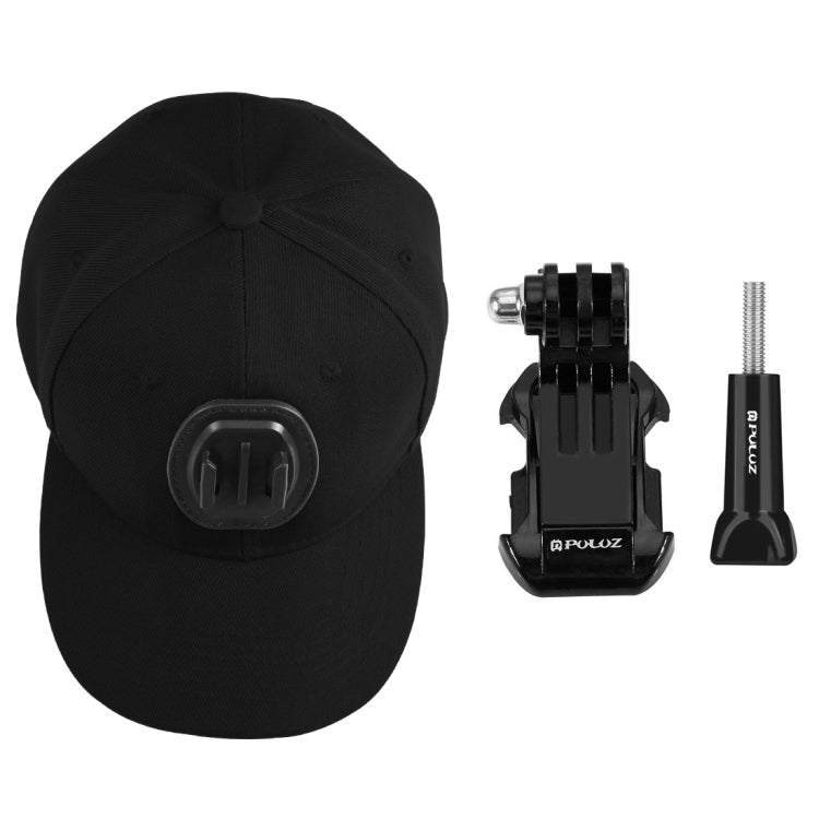 PULUZ Baseball Hat with J-Hook Buckle Mount & Screw for GoPro, DJI OSMO Action and Other Action Cameras(Black) by buy2fix