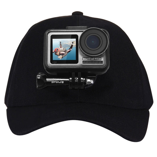 PULUZ Baseball Hat with J-Hook Buckle Mount & Screw for GoPro, DJI OSMO Action and Other Action Cameras(Black) by buy2fix