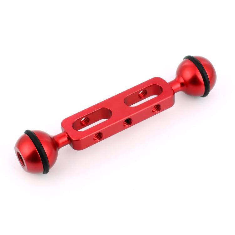 PULUZ 5.1 inch 13cm Aluminum Alloy Dual Balls Arm, Ball Diameter: 25mm(Red) - Diving Accessories by PULUZ | Online Shopping UK | buy2fix