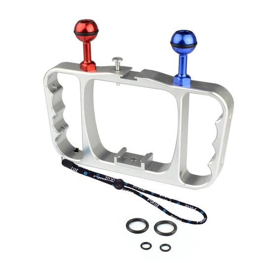 PULUZ Dual Handheld Diving Light Arm CNC Aluminum Mount with Lanyard for GoPro, Insta360, DJI and Other Action Cameras(Silver) by PULUZ