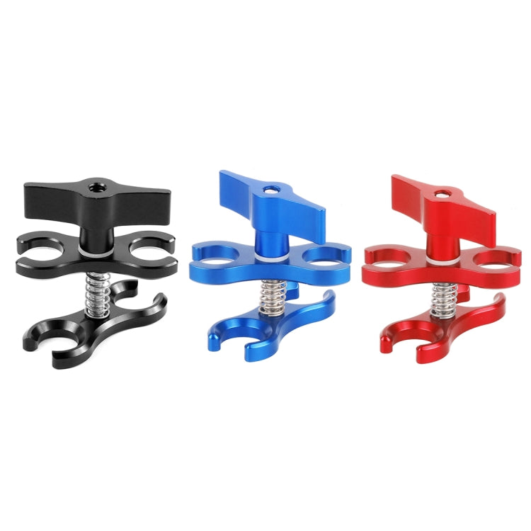 PULUZ Dual Ball Clamp Open Hole Diving Camera Bracket CNC Aluminum Spring Flashlight Clamp for Diving Underwater Photography System(Red) by PULUZ