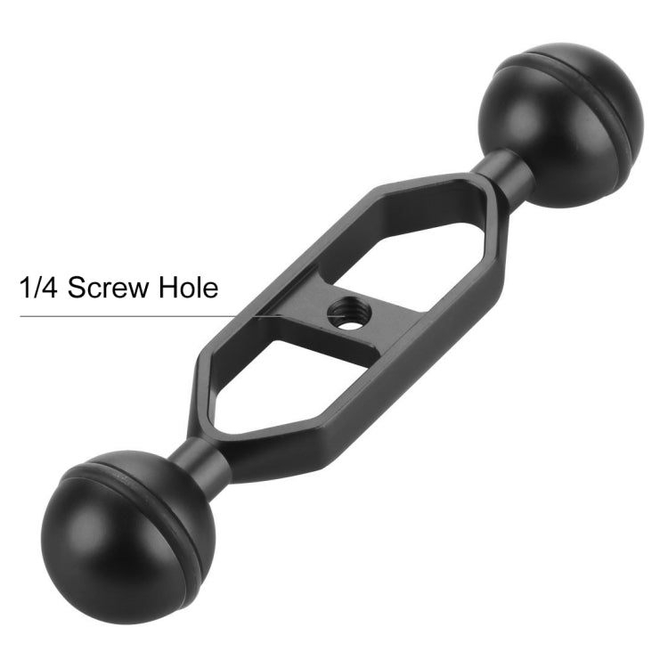 PULUZ 5.0 inch 12.6cm Aluminum Alloy Dual Balls Arm, Ball Diameter: 25mm(Black) - Diving Accessories by PULUZ | Online Shopping UK | buy2fix