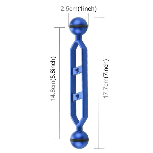 PULUZ 7.0 inch 17.7cm Aluminum Alloy Dual Balls Arm, Ball Diameter: 25mm(Blue) by PULUZ