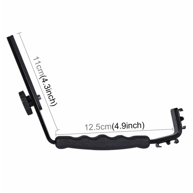 PULUZ L-Shape Bracket Handheld Grip Holder with Dual Side Cold Shoe Mounts for Video Light Flash, DSLR Camera - Hand Held Monopod by PULUZ | Online Shopping UK | buy2fix