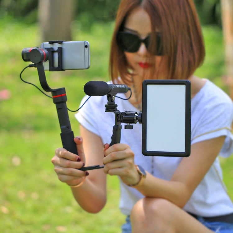 PULUZ L-Shape Bracket Handheld Grip Holder with Dual Side Cold Shoe Mounts for Video Light Flash, DSLR Camera - Hand Held Monopod by PULUZ | Online Shopping UK | buy2fix