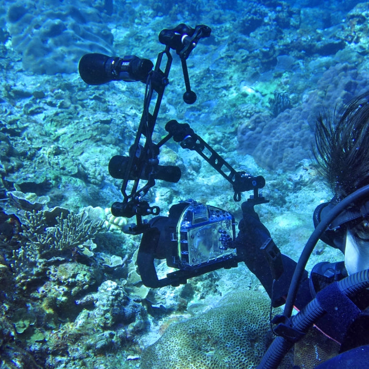 PULUZ Triple Ball Clamp Diving Camera Bracket Aluminum Spring Flashlight Clamp for Diving Underwater Photography System by PULUZ