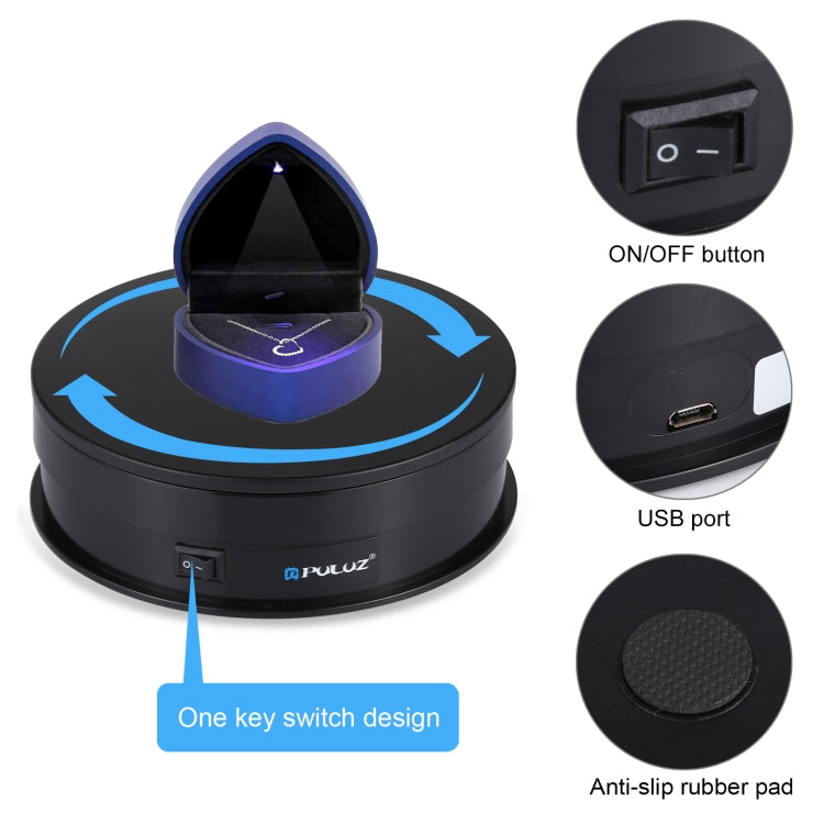 PULUZ 15cm USB Electric Rotating Turntable Display Stand Video Shooting Props Turntable for Photography, Load 1-5kg(Black) - by PULUZ | Online Shopping UK | buy2fix
