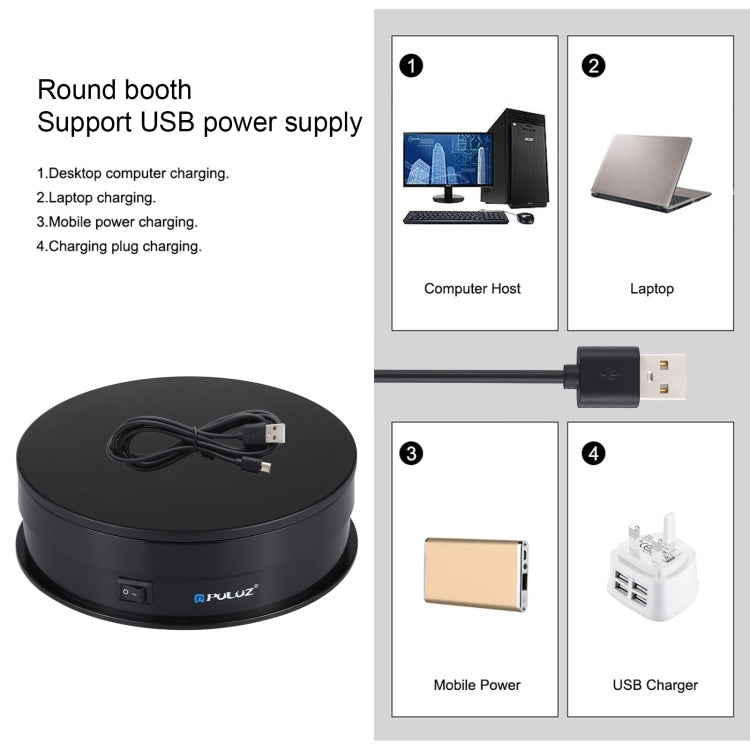PULUZ 15cm USB Electric Rotating Turntable Display Stand Video Shooting Props Turntable for Photography, Load 1-5kg(Black) - by PULUZ | Online Shopping UK | buy2fix