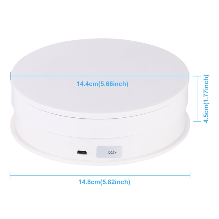 PULUZ 15cm USB Electric Rotating Turntable Display Stand Video Shooting Props Turntable for Photography, Load 1-5kg(White) - by PULUZ | Online Shopping UK | buy2fix