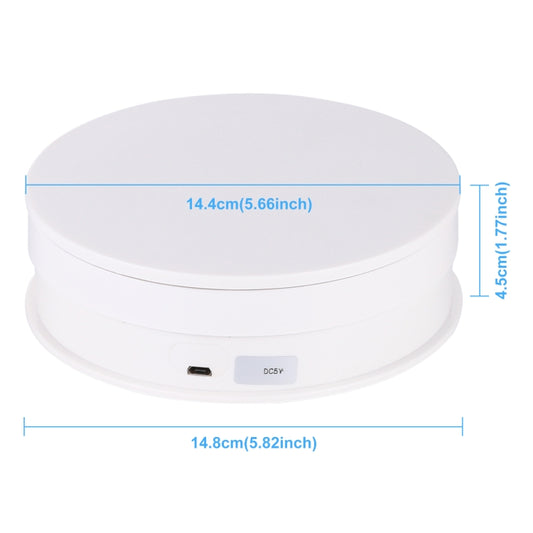 PULUZ 15cm USB Electric Rotating Turntable Display Stand Video Shooting Props Turntable for Photography, Load 1-5kg(White) by PULUZ