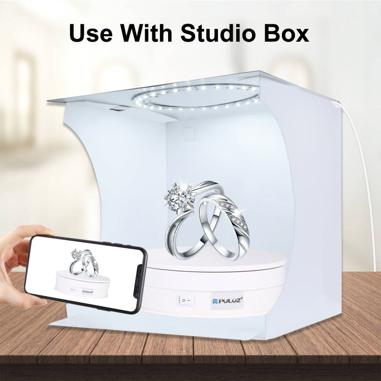 PULUZ 15cm USB Electric Rotating Turntable Display Stand Video Shooting Props Turntable for Photography, Load 1-5kg(White) - by PULUZ | Online Shopping UK | buy2fix