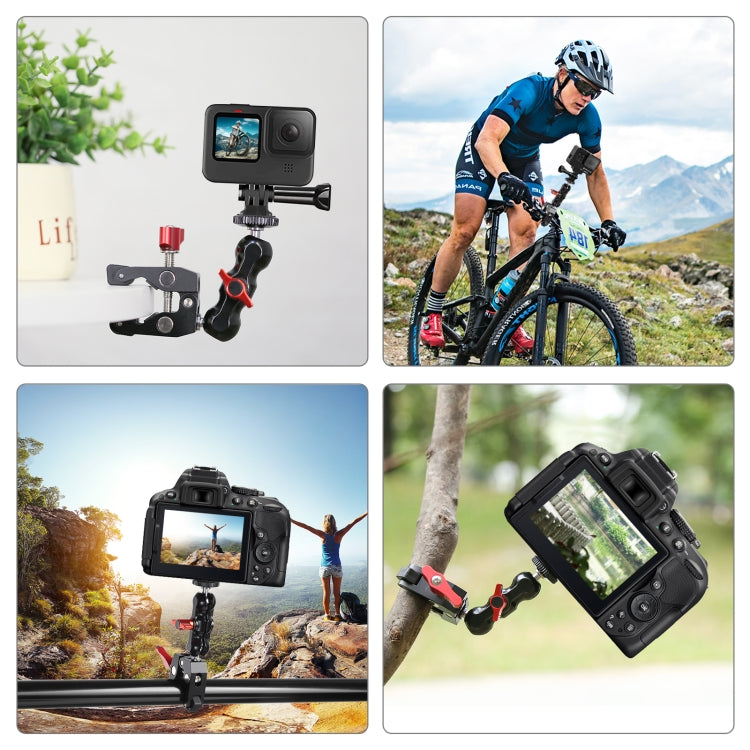 PULUZ Multi-function Magic Arm Ball Mount Clamp Crab Pliers Clip(Red) by PULUZ