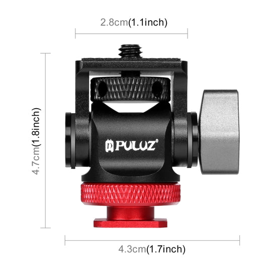 PULUZ Mini 180 Degree Swing Tripod Ball Head Cold Shoe Mount Adapter(Red) by PULUZ