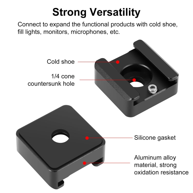 PULUZ Expand Cold Shoe Mount Adapter Microphone Flash Light Aluminum Alloy Holder Bracket (Black) - Stand Bracket by PULUZ | Online Shopping UK | buy2fix
