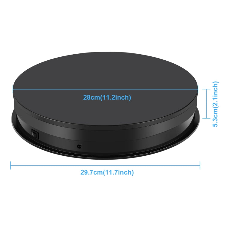 PULUZ 30cm Adjusting Speed Rotating Turntable Display Stand, Load 10-15kg, US Plug(Black) - by PULUZ | Online Shopping UK | buy2fix