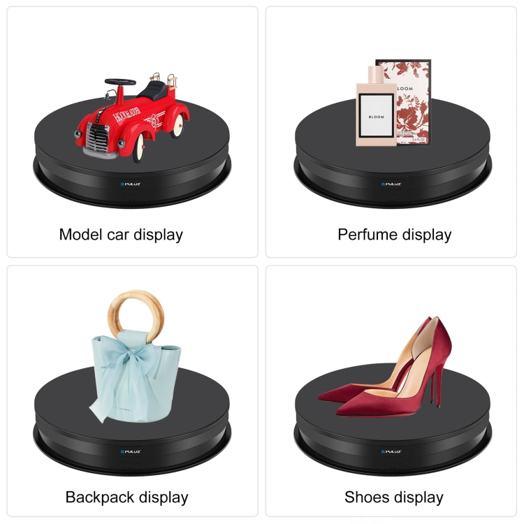 PULUZ 30cm Adjusting Speed Rotating Turntable Display Stand, Load 10-15kg, US Plug(Black) - by PULUZ | Online Shopping UK | buy2fix