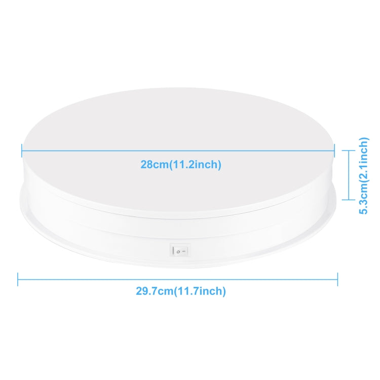 PULUZ 30cm Adjusting Speed Rotating Turntable Display Stand, Load 10-15kg, US Plug(White) - by PULUZ | Online Shopping UK | buy2fix