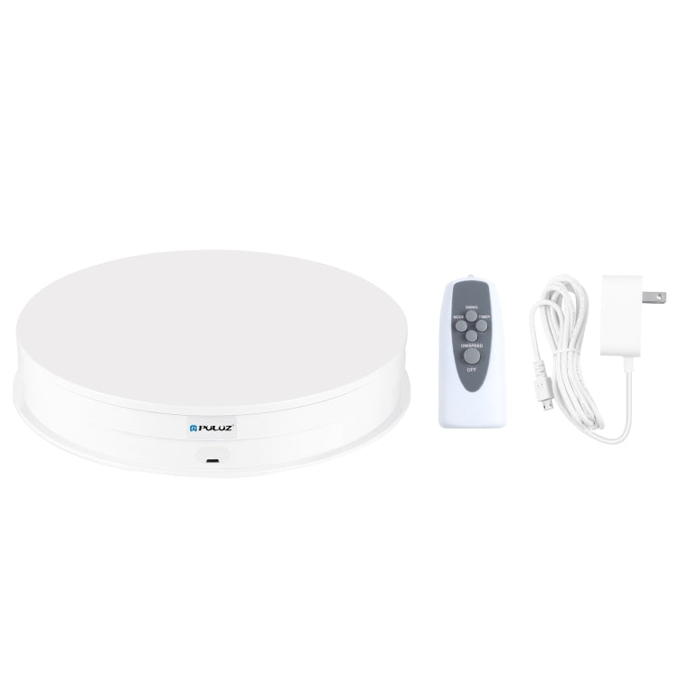 PULUZ 30cm Adjusting Speed Rotating Turntable Display Stand, Load 10-15kg, US Plug(White) - by PULUZ | Online Shopping UK | buy2fix