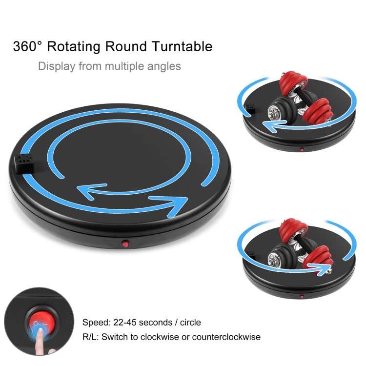 PULUZ 45cm Remote Control Adjusting Speed Rotating Turntable Display Stand with Power Socket, Black, Load 100kg(AU Plug) - by PULUZ | Online Shopping UK | buy2fix