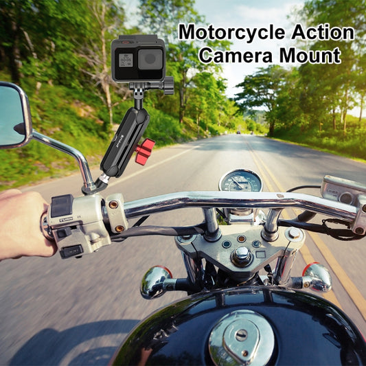 PULUZ Motorcycle Rearview Oblique CNC Metal Magic Arm Rod Mount by PULUZ
