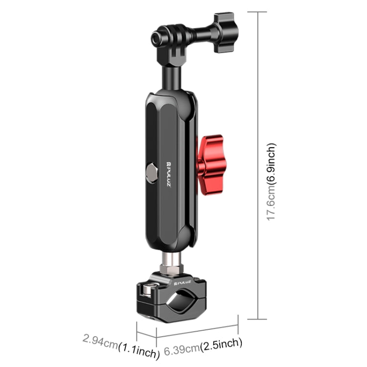 PULUZ Motorcycle Rearview Medium Clamp CNC Metal Magic Arm Rod Mount - Bicycle Handlebar Mount by PULUZ | Online Shopping UK | buy2fix