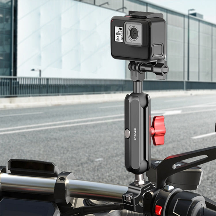PULUZ Motorcycle Rearview Medium Clamp CNC Metal Magic Arm Rod Mount - Bicycle Handlebar Mount by PULUZ | Online Shopping UK | buy2fix
