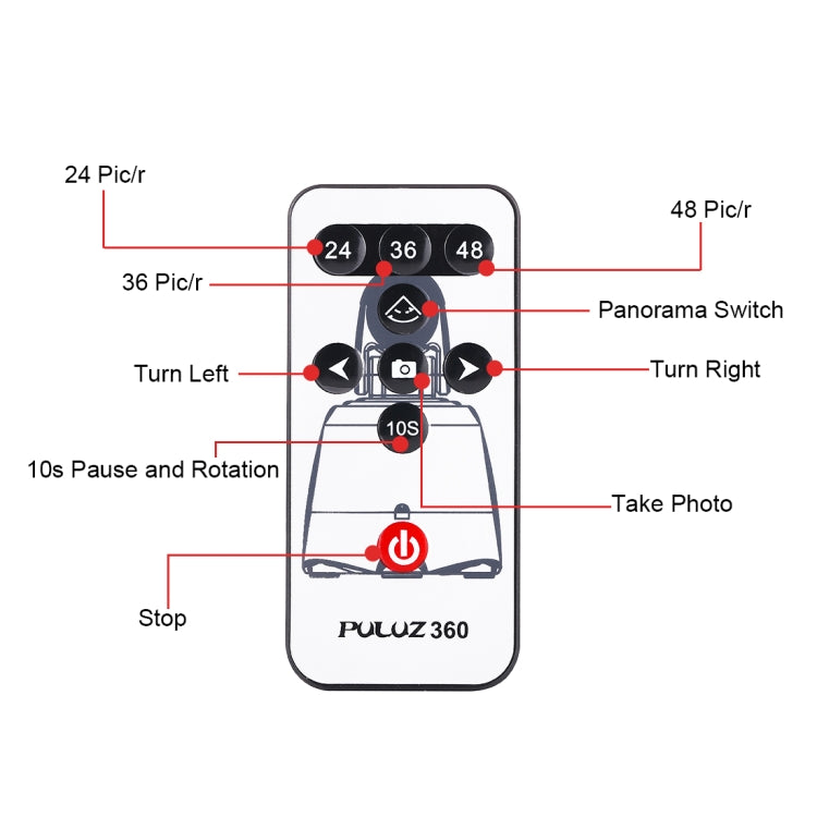 PULUZ Electronic 360 Degree Rotation Panoramic Head with Remote Controller for Smartphones, GoPro, DSLR Cameras(Red) - Tripod Heads by PULUZ | Online Shopping UK | buy2fix