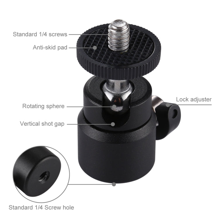 PULUZ 1/4 inch Screw Metal Tripod Ball Head Adapter with Lock - Tripod Heads by PULUZ | Online Shopping UK | buy2fix