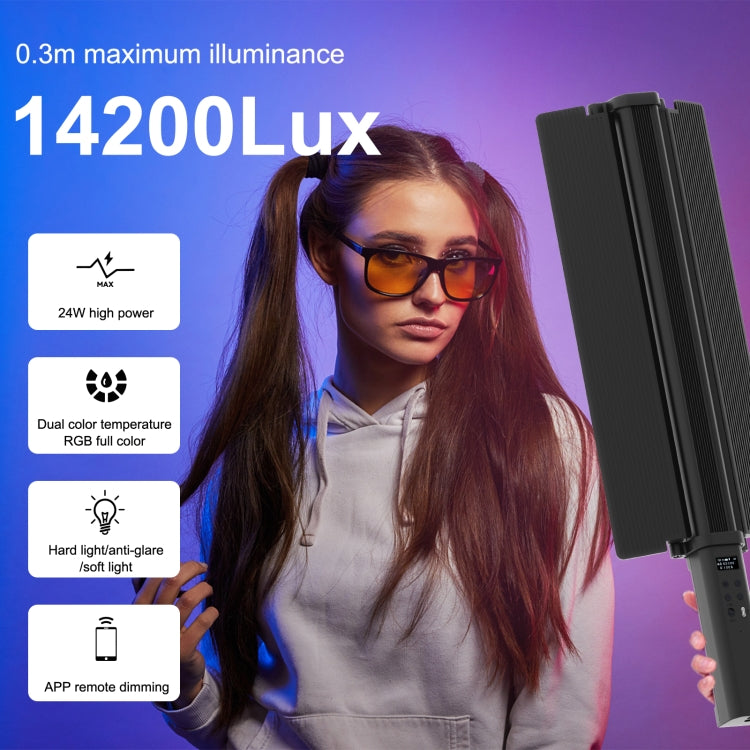 PULUZ 72 LEDs Photo Handheld Stick Light Full Color RGB Fill Light with Barndoor - by PULUZ | Online Shopping UK | buy2fix