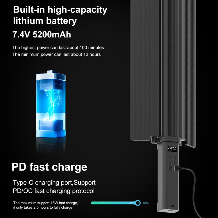 PULUZ 72 LEDs Photo Handheld Stick Light Full Color RGB Fill Light with Barndoor - by PULUZ | Online Shopping UK | buy2fix