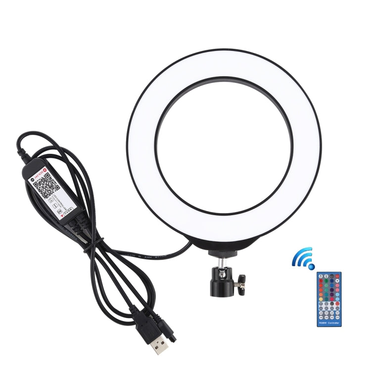 PULUZ 6.2 inch 16cm USB RGBW Dimmable LED Ring Vlogging Photography Video Lights with Cold Shoe Tripod Ball Head & Remote Control(Black) - Ring Light by PULUZ | Online Shopping UK | buy2fix