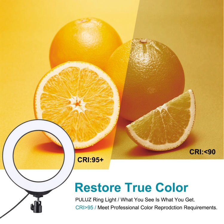 PULUZ 6.2 inch 16cm USB RGBW Dimmable LED Ring Vlogging Photography Video Lights with Cold Shoe Tripod Ball Head & Remote Control(Black) - Ring Light by PULUZ | Online Shopping UK | buy2fix